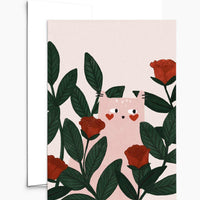 Lovey Dovey Cat Greeting Card 5x7in