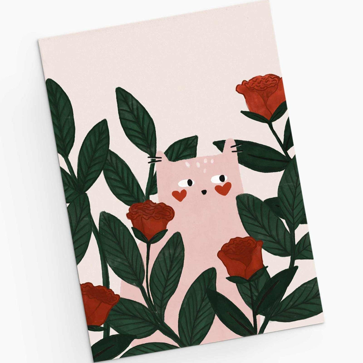 Lovey Dovey Cat Greeting Card 5x7in