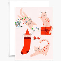 Gatitos Alegres - Tarjeta de Felicitación Navideña