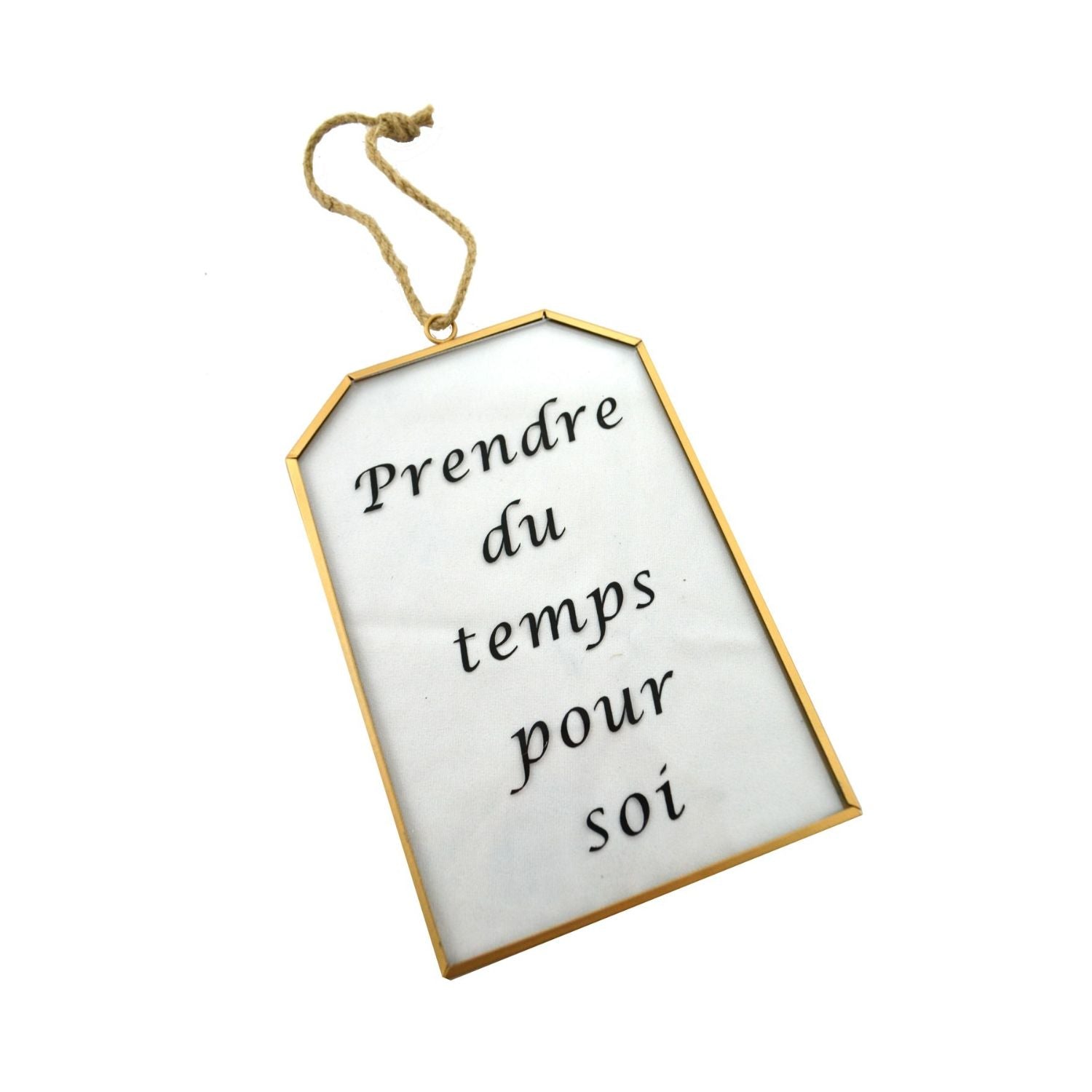 Letrero de vidrio y cobre "Temps"