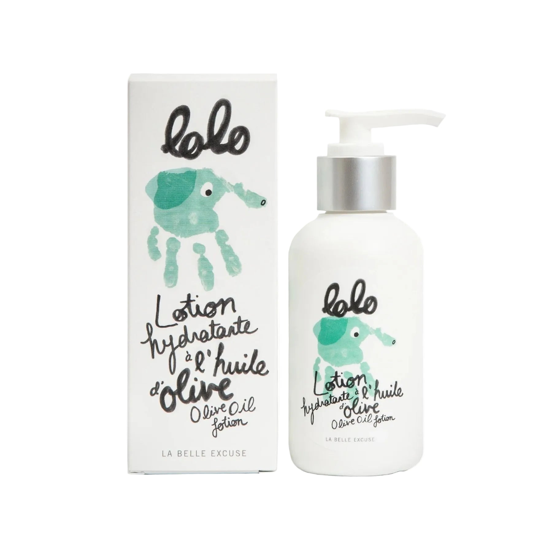 Lotion bottle and packaging with elephant design on a white background