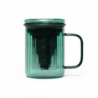Tasse en verre opale avec infuseur - Turquoise foncé