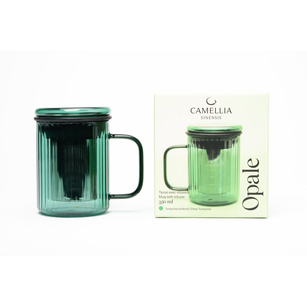 Tasse en verre opale avec infuseur - Turquoise foncé