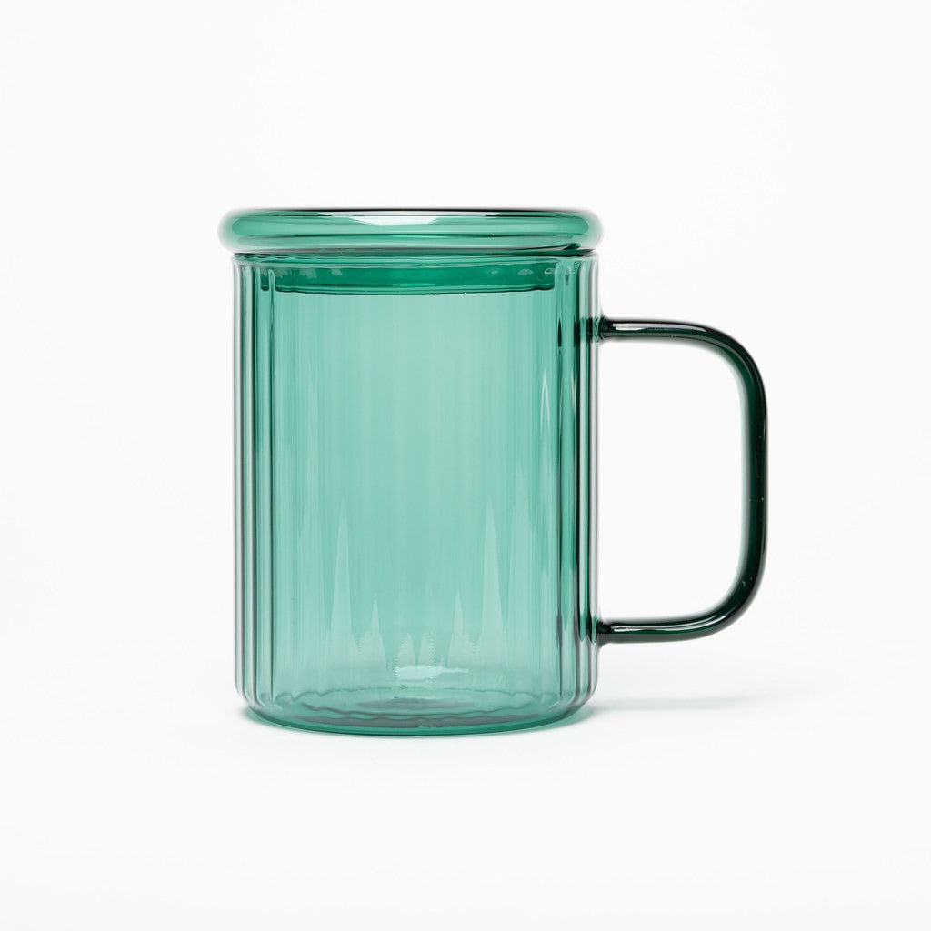 Tasse en verre opale avec infuseur - Turquoise foncé