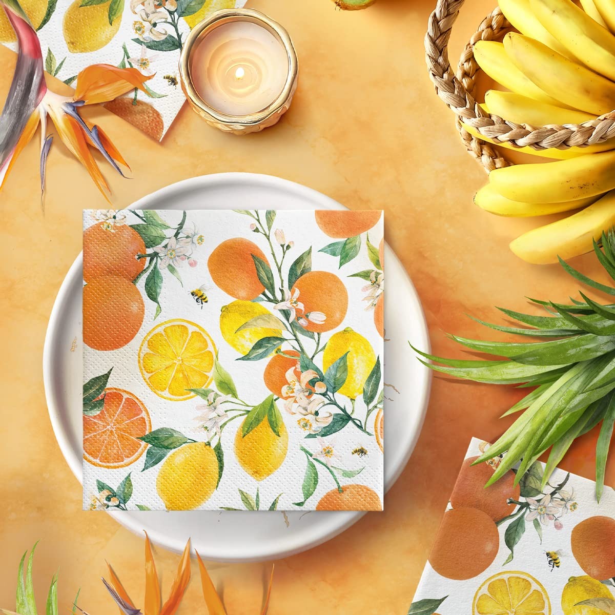 3-Ply Paper Napkins - Citrus with Bees