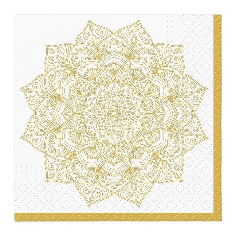 Golden Mandala Paper Cocktail Napkins 20 Pack