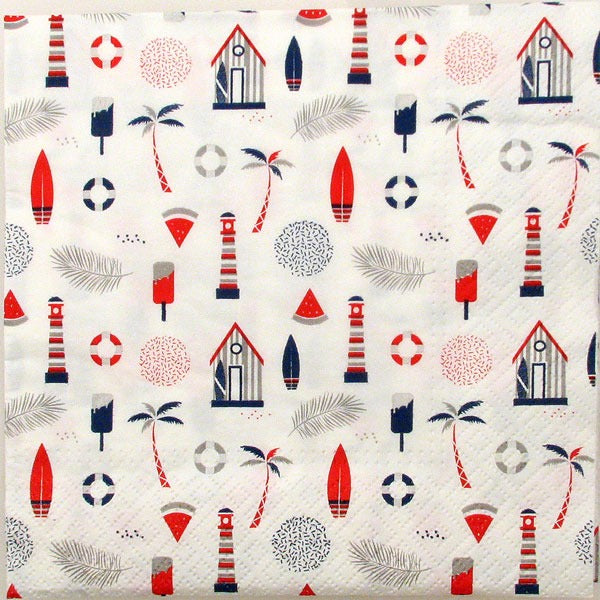 3-Ply Paper Napkins - Seaside Design - Pack of 20