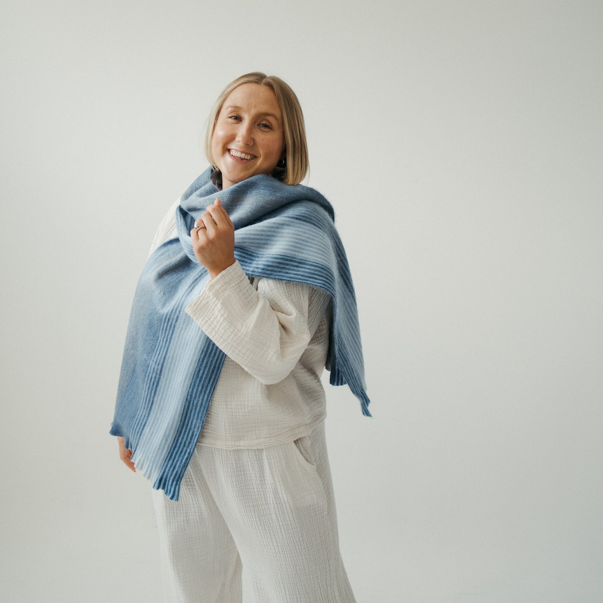 Écharpe sans couture en alpaga à rayures multicolores - Crystal