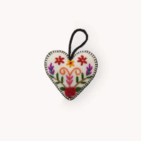 Hand-Embroidered Ornament - Floral Heart