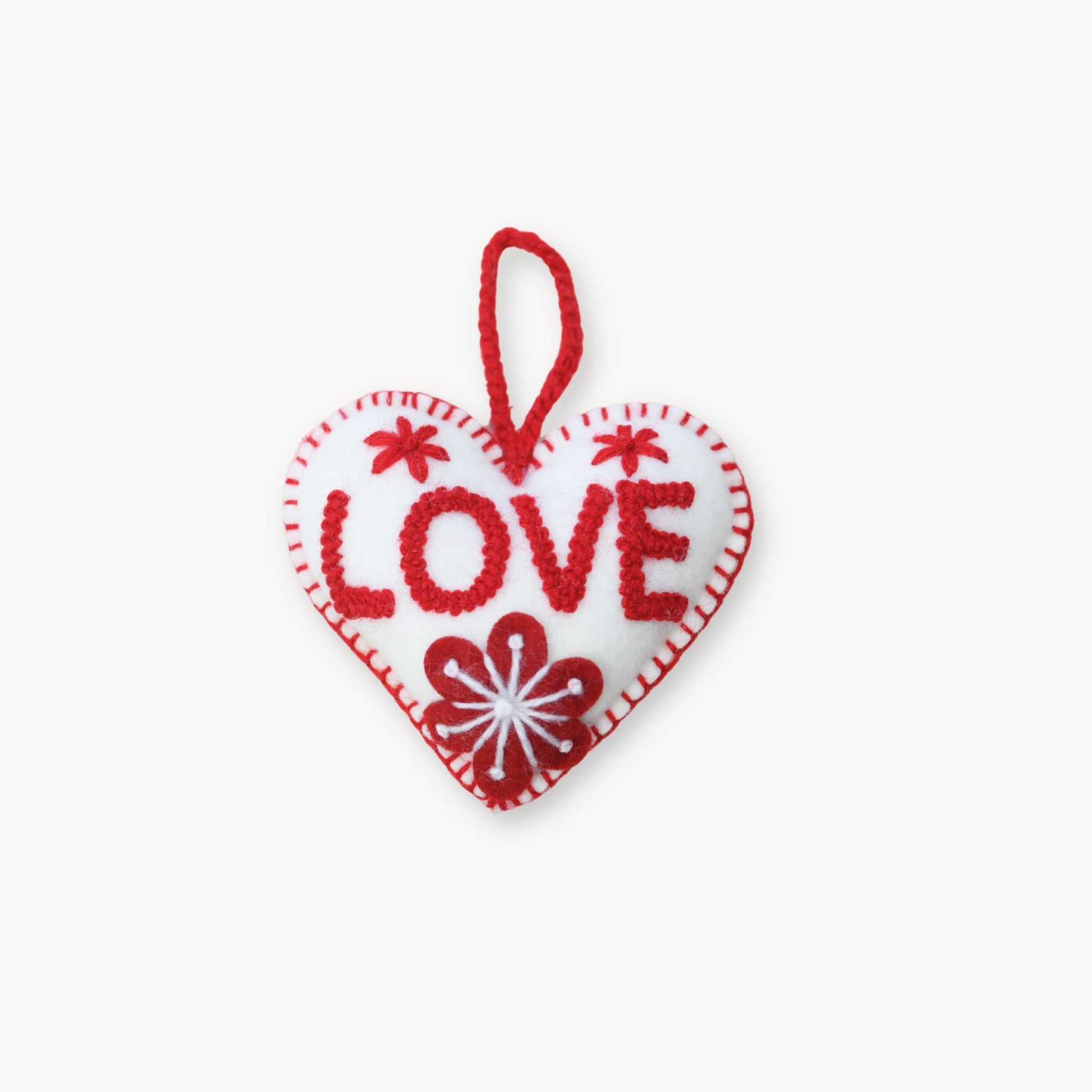 Hand-Embroidered Ornament - Love Heart