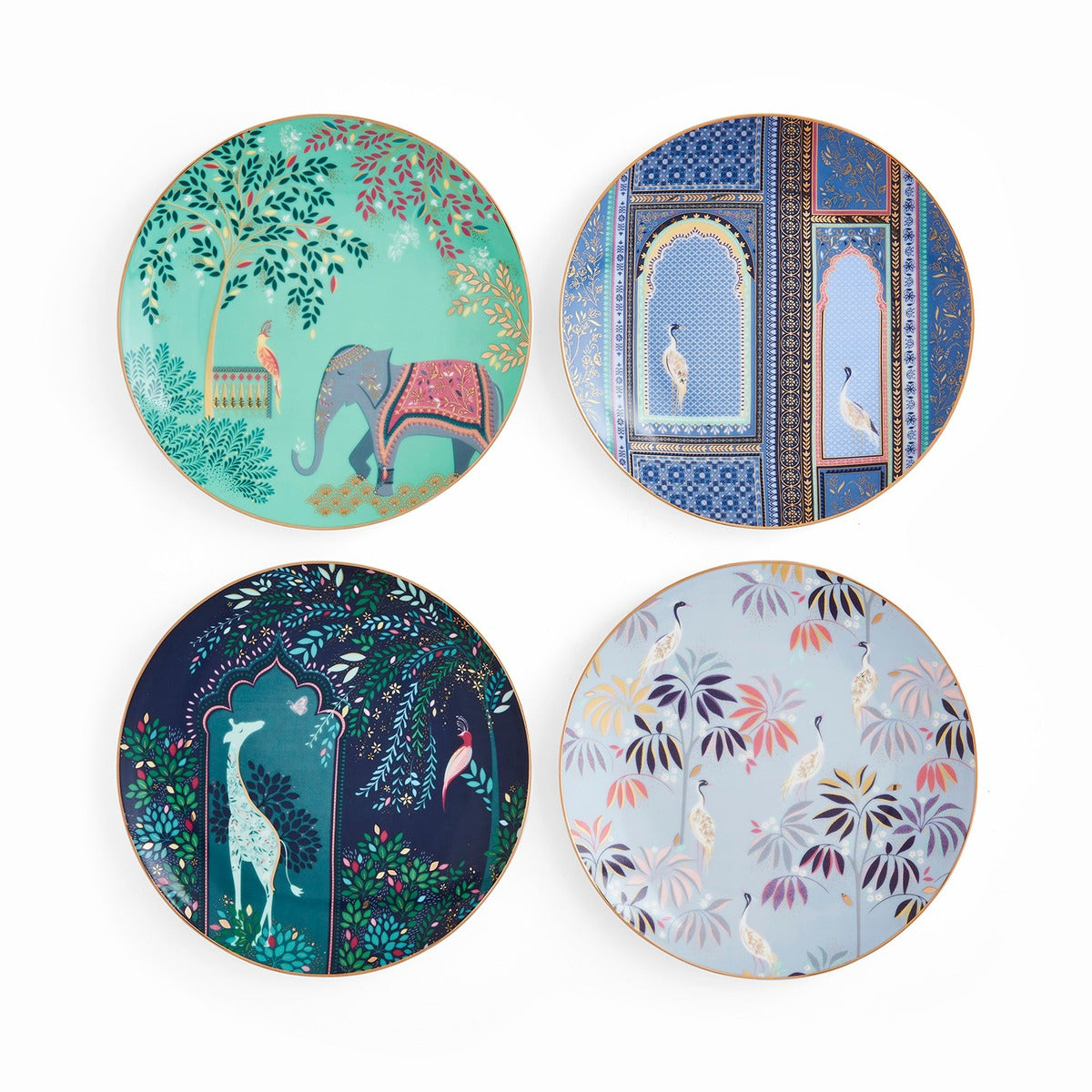 Sara Miller India Set of 4 Cake Plates