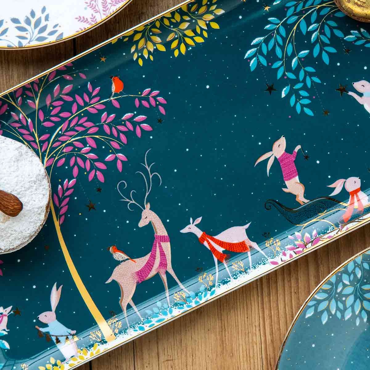Sara Miller Woodland Tales Sandwich Tray - Deer & Robin