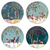 Sara Miller Woodland Tales Set of 4 Assorted Plates