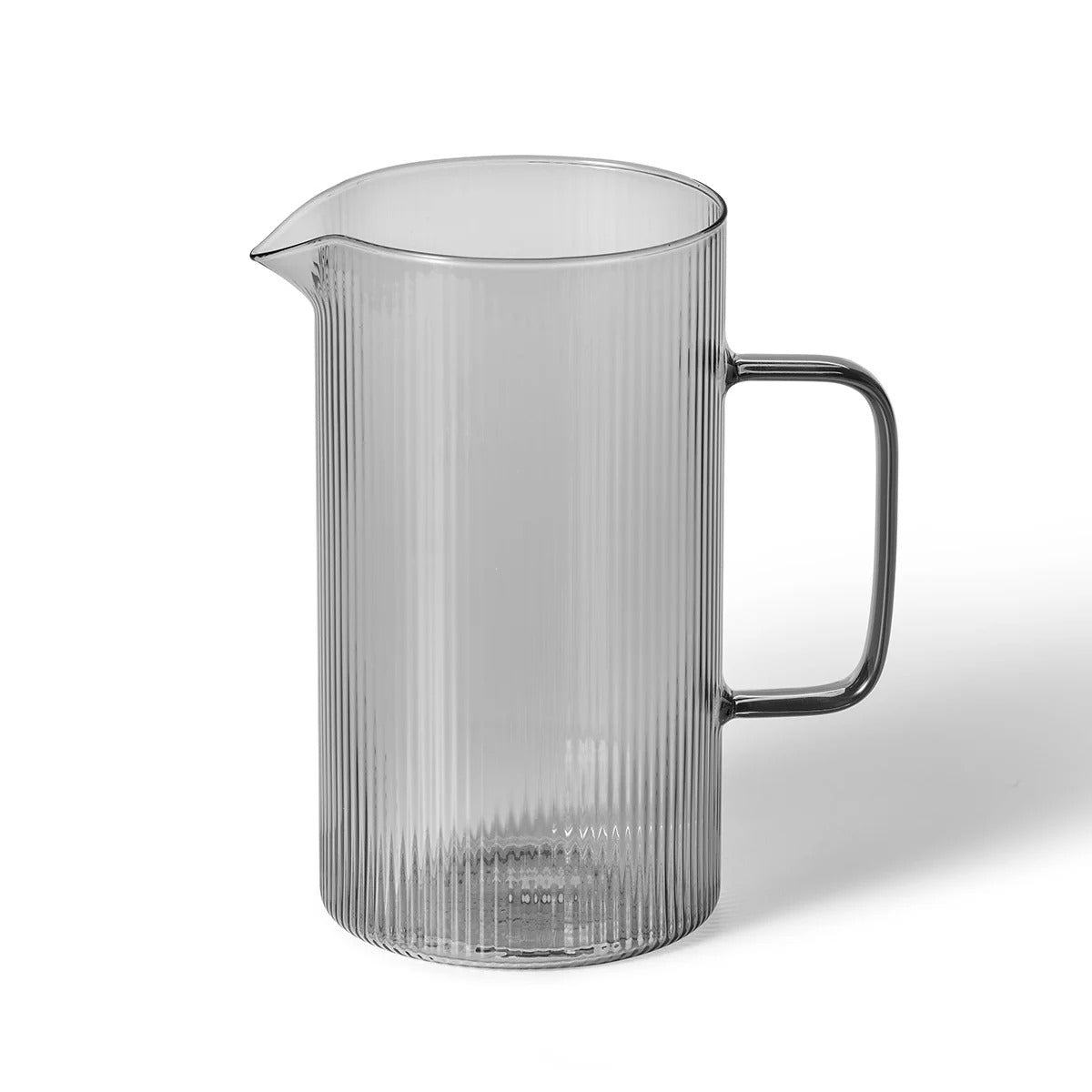 Ribbed Smoked Black Glass Pitcher
