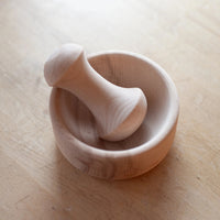 Juego de mortero y maja de madera de haya de 10 cm