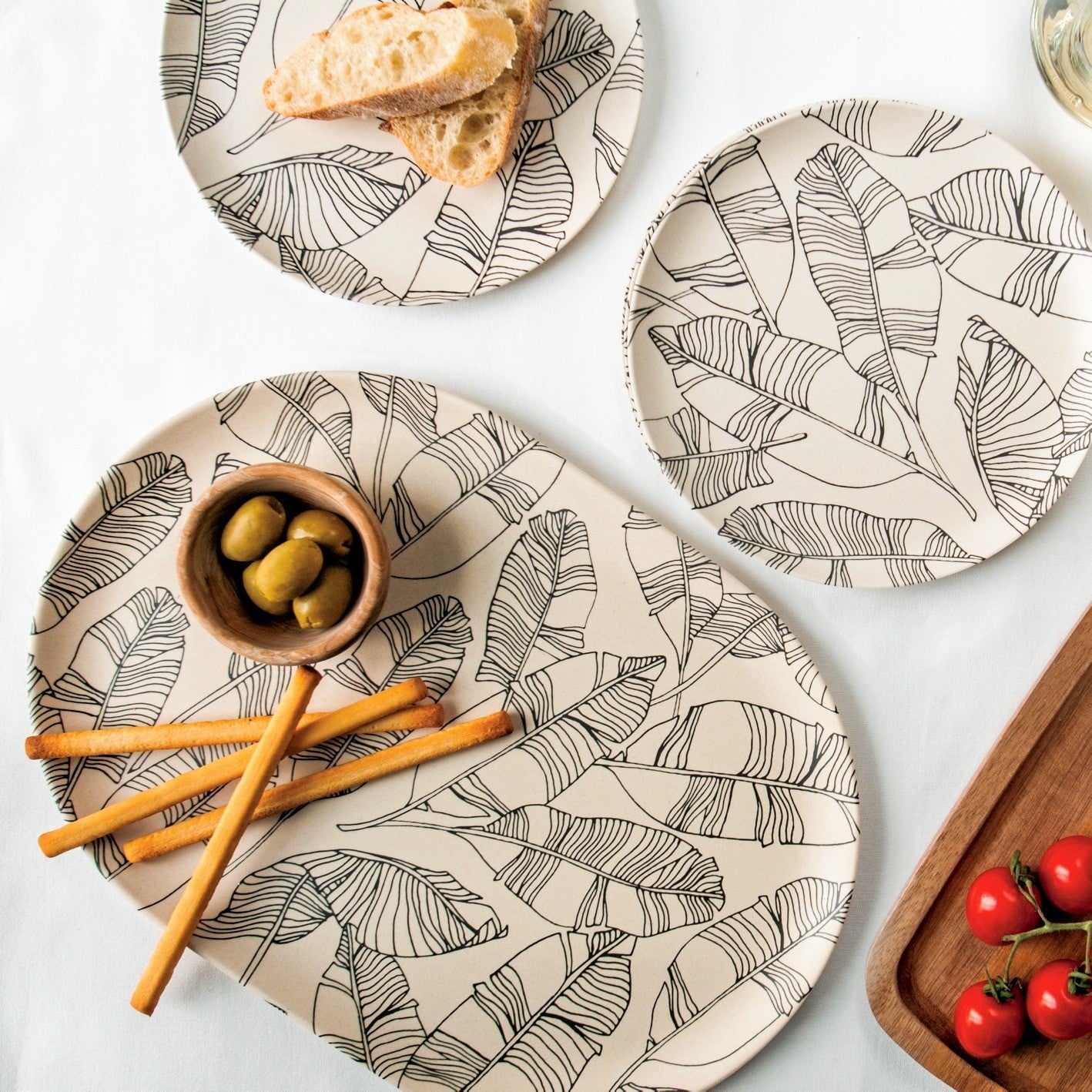 Bandeja de bambú para servir de 15" x 10,6"