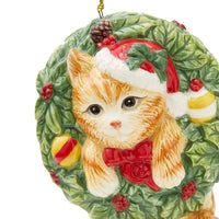 Christmas Tree Kitten In Wreath Ornament