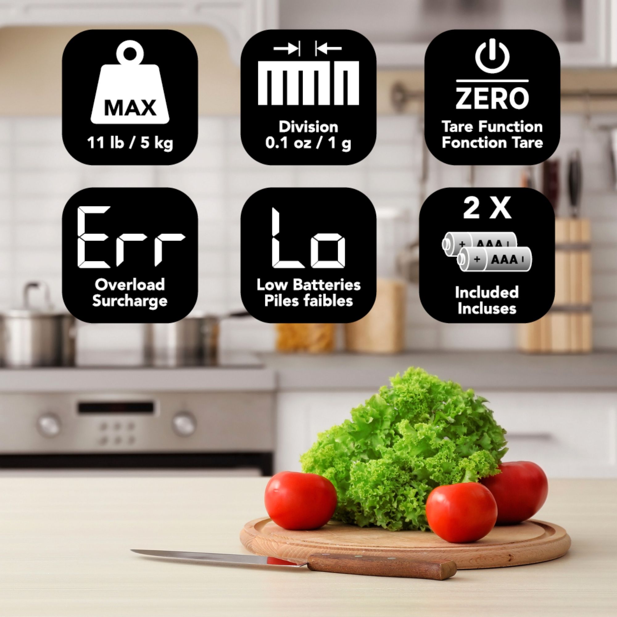 Báscula de cocina digital - Plataforma de acero inoxidable