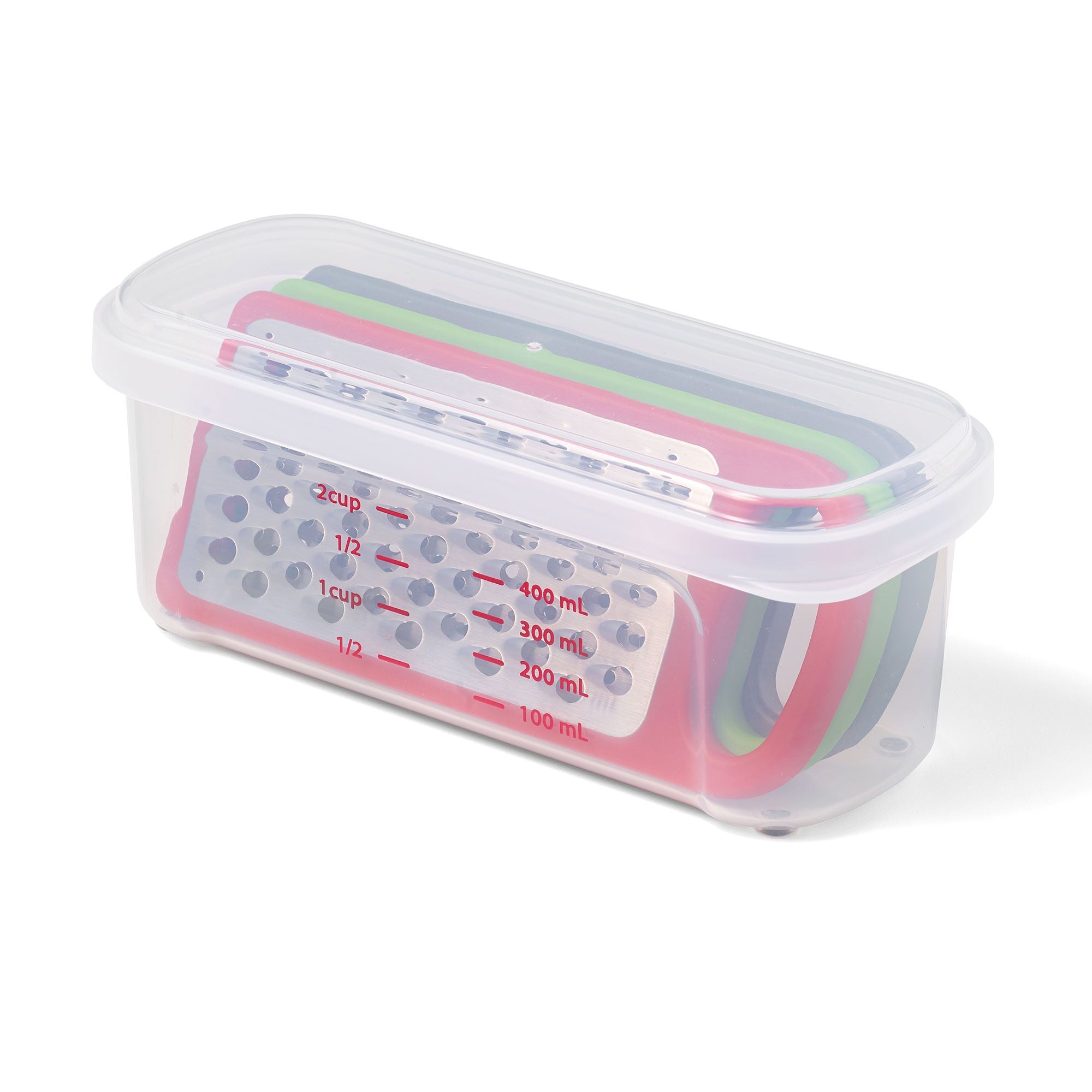 Juego de rallador y almacenamiento gourmet: 3 cuchillas y recipiente