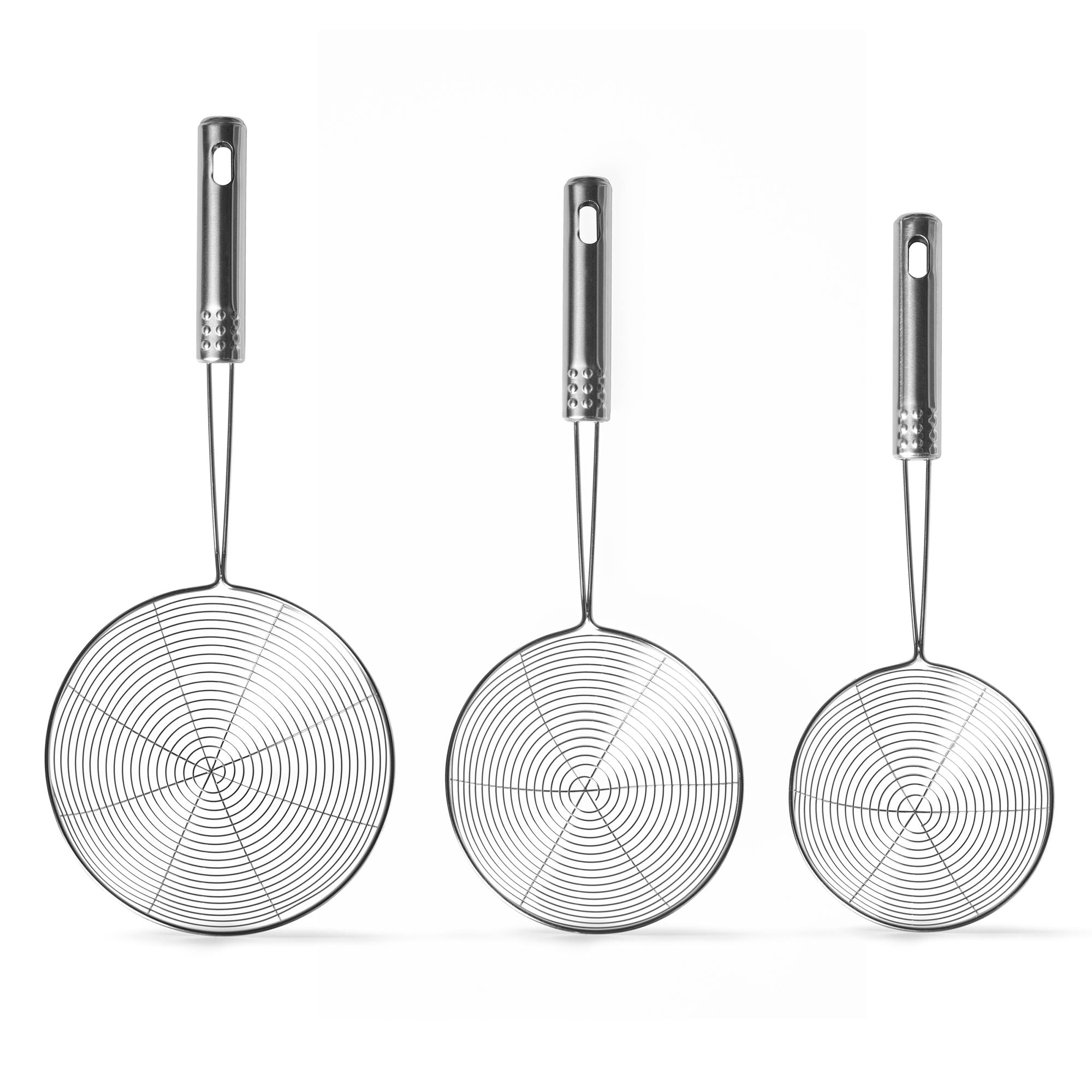 Set of 3 Stainless Steel Asian Style Spider Strainers