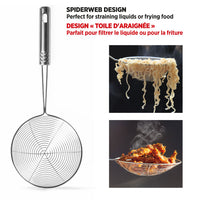 Set of 3 Stainless Steel Asian Style Spider Strainers