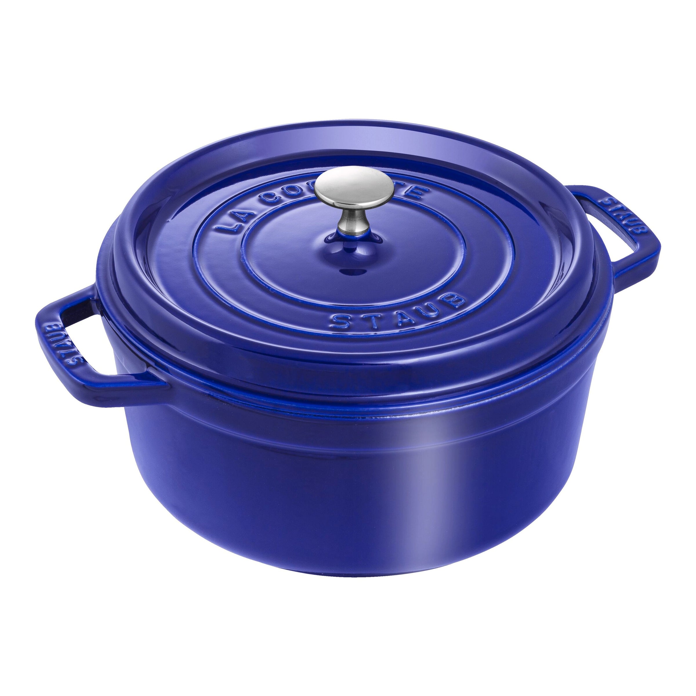 Dark Blue Cast Iron Round Cocotte - 24cm / 3.7L