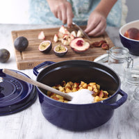 Dark Blue Cast Iron Round Cocotte - 24cm / 3.7L