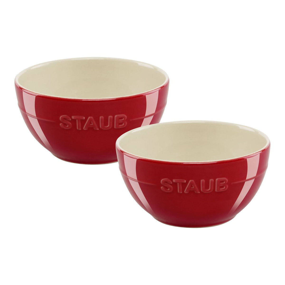 Set of 2 Cherry Red Ceramic Bowls