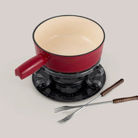 Set de fondue de queso de hierro fundido rojo cereza Lugano