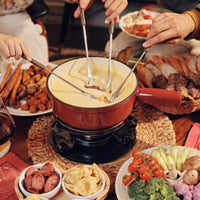 Set de fondue de queso de hierro fundido rojo cereza Lugano