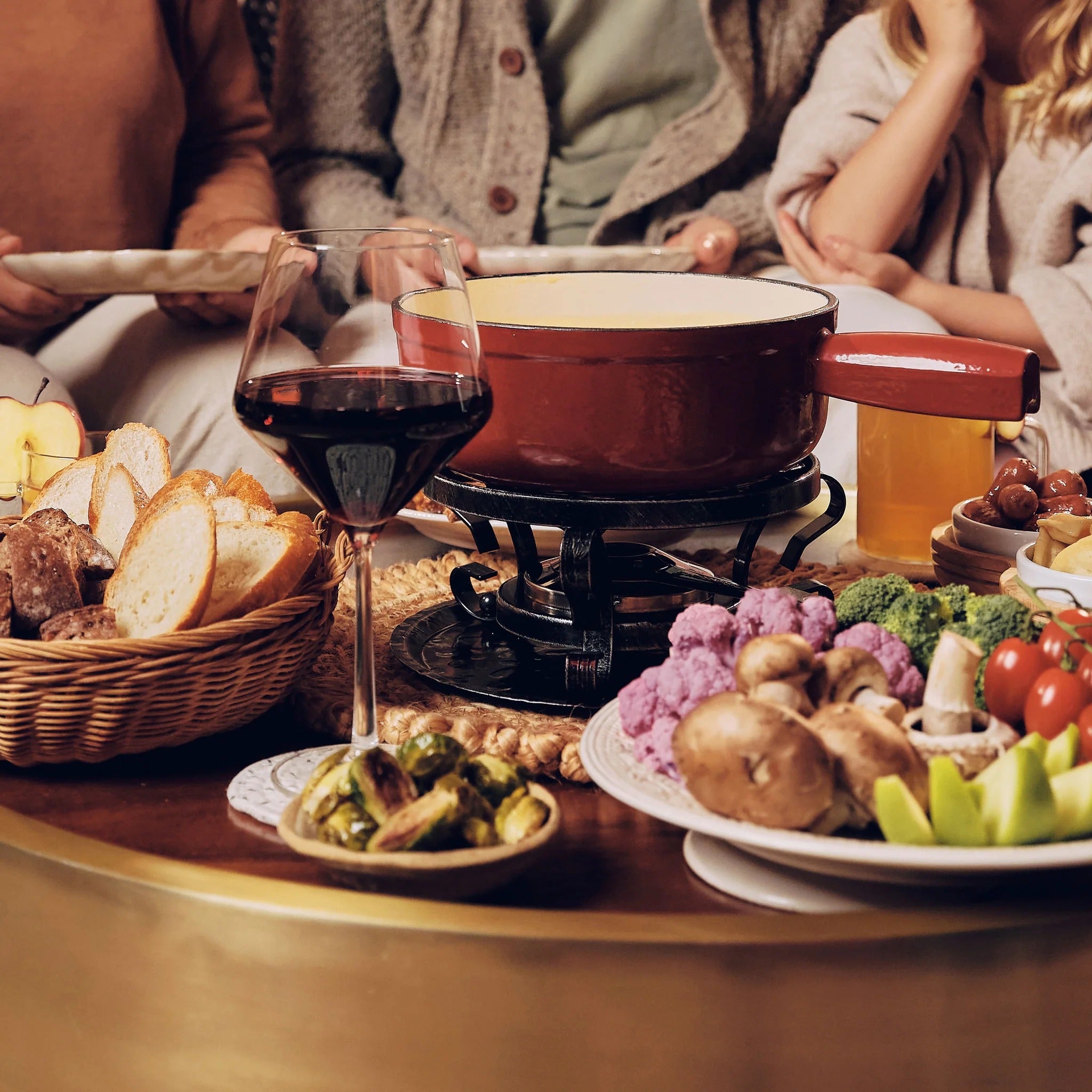 Set de fondue de queso de hierro fundido rojo cereza Lugano