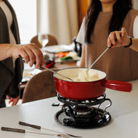 Set de fondue de queso de hierro fundido rojo cereza Lugano