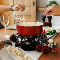 Set de fondue de queso de hierro fundido rojo cereza Lugano