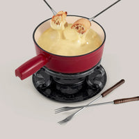 Set de fondue de queso de hierro fundido rojo cereza Lugano