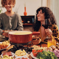 Set de fondue de queso de hierro fundido rojo cereza Lugano