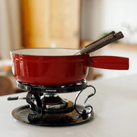 Set de fondue de queso de hierro fundido rojo cereza Lugano