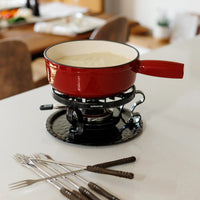 Set de fondue de queso de hierro fundido rojo cereza Lugano