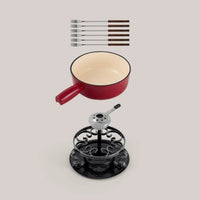 Set de fondue de queso de hierro fundido rojo cereza Lugano