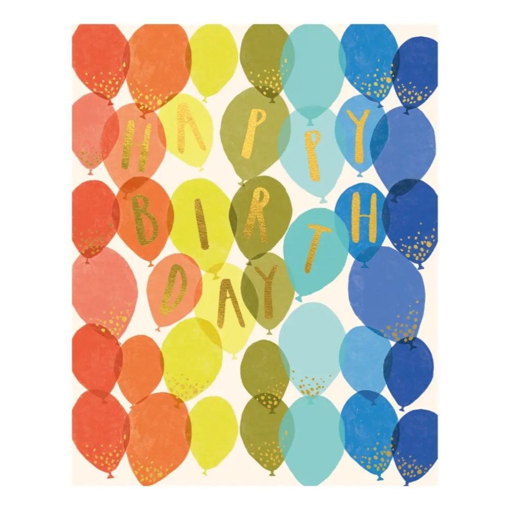Tarjeta de felicitación "Feliz Cumpleaños - Globos" 5.5" x 7"