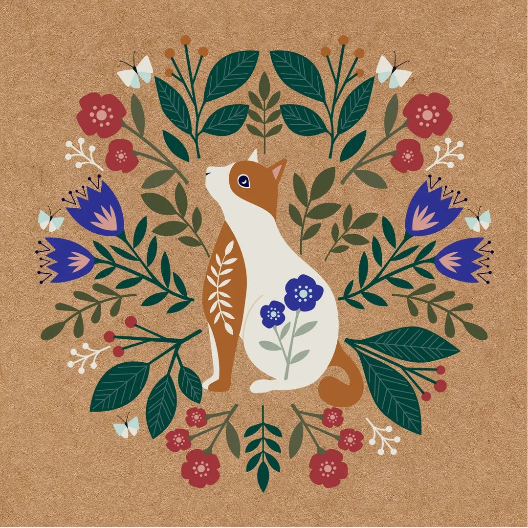 Tarjeta de felicitación con gato azul de la pradera