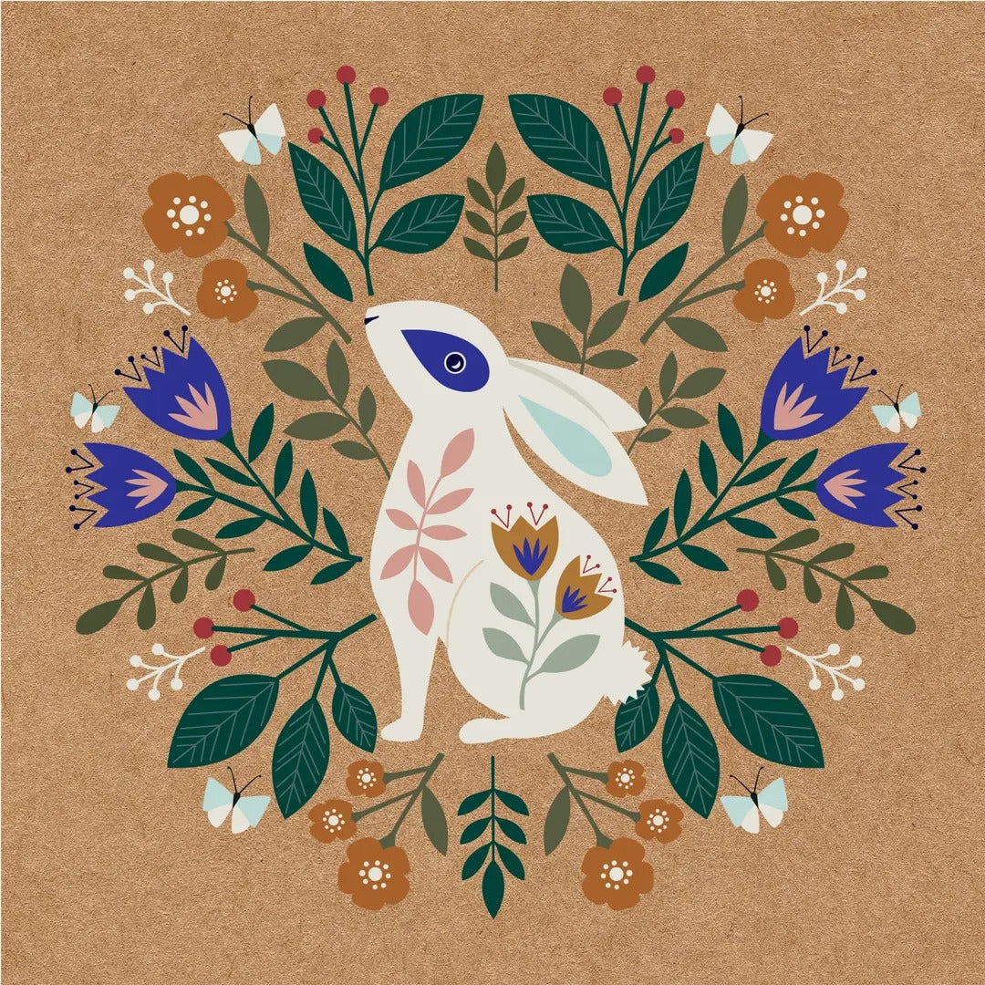 Carte de vœux Lapin Meadow Blue