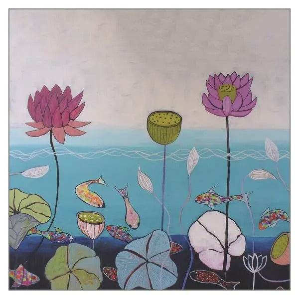 Water Flowers Greeting Card 6" x 6"