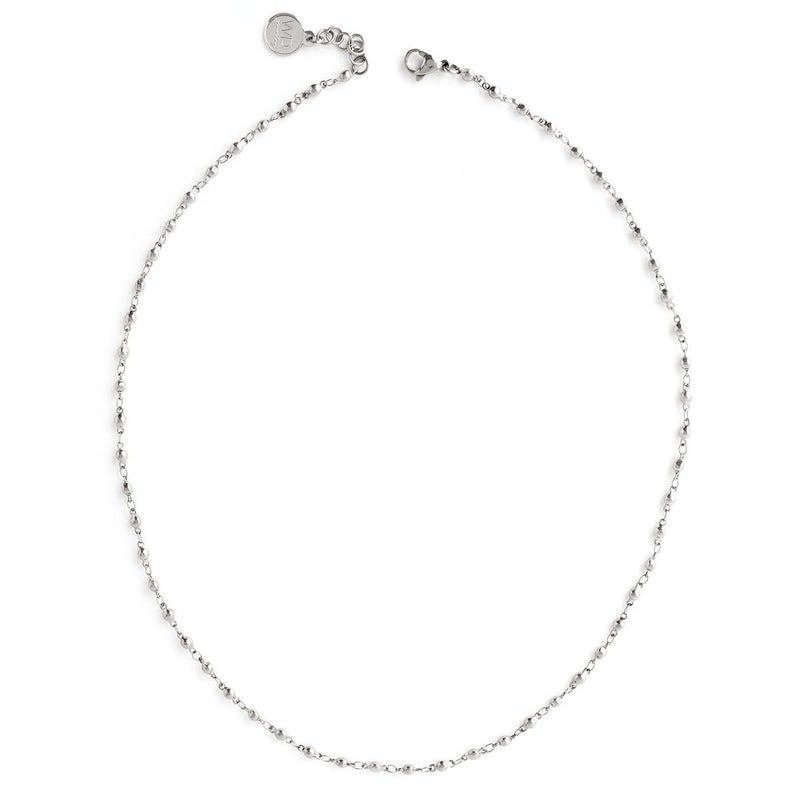 Maldon Silver Long Beaded Link Necklace