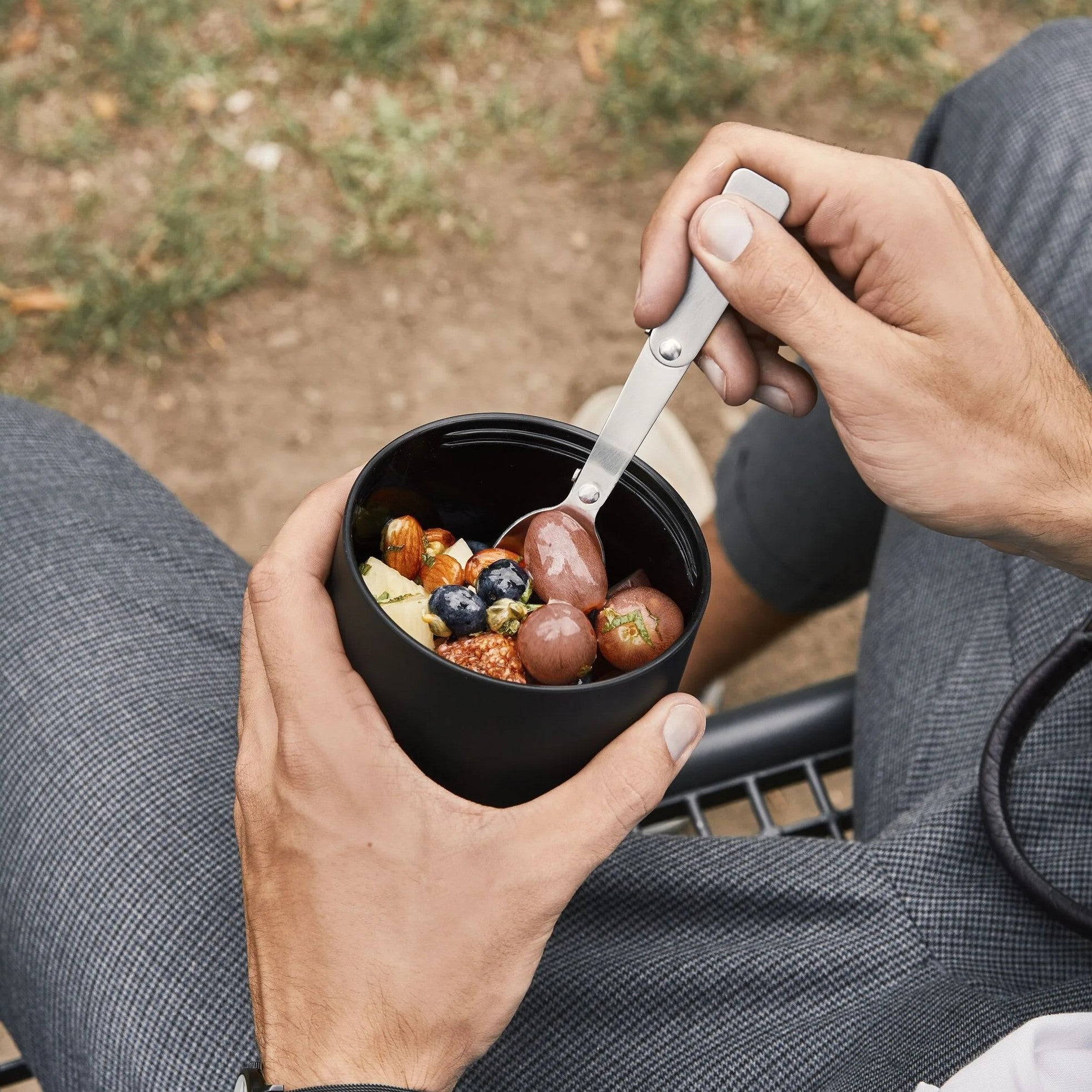 Black Stainless Steel Food Jar 700ml