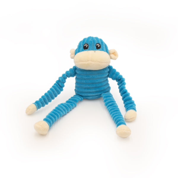 Lot de 2 petits jouets pour chien Spencer the Crinkle Monkey arc-en-ciel et bleu