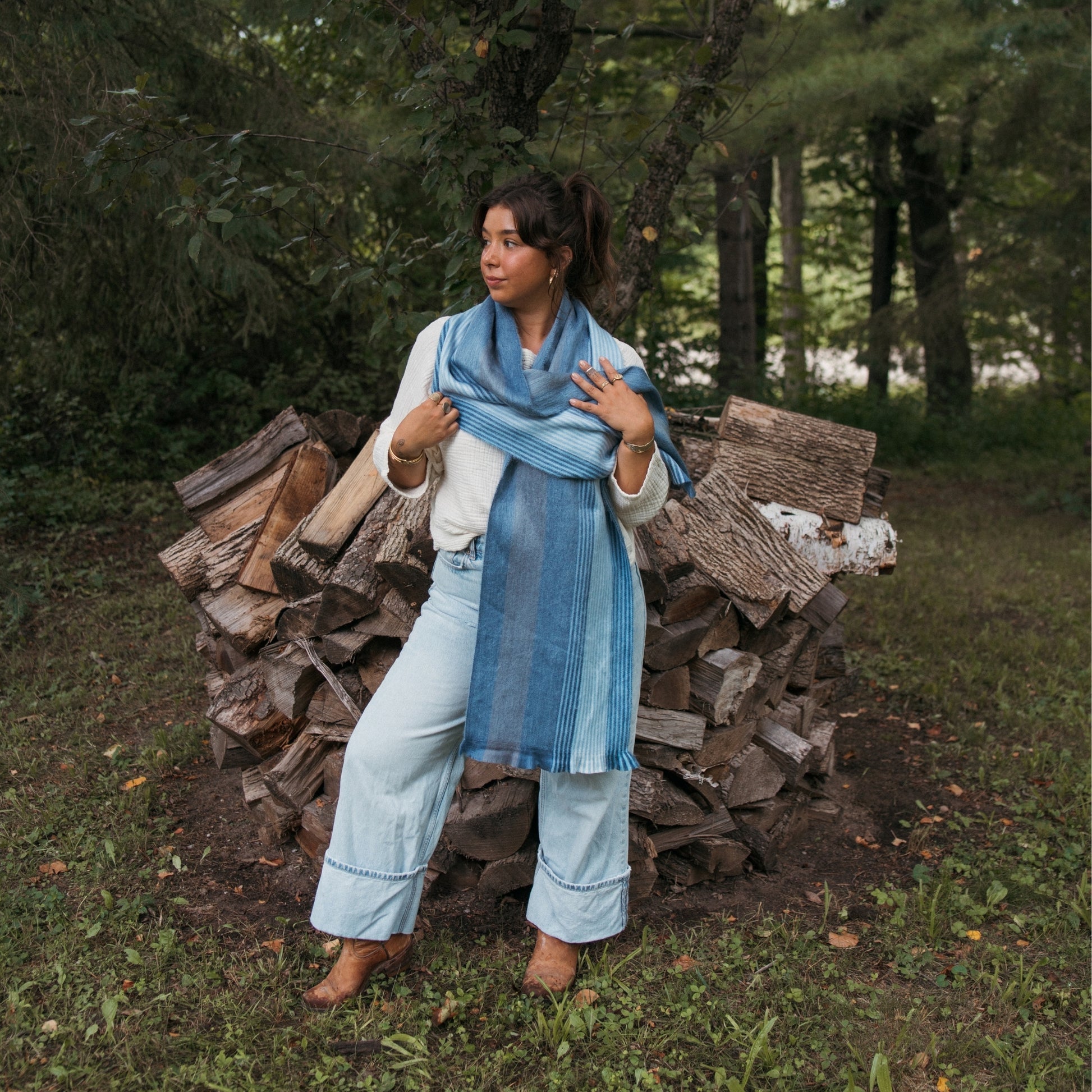 Écharpe sans couture en alpaga à rayures multicolores - Crystal