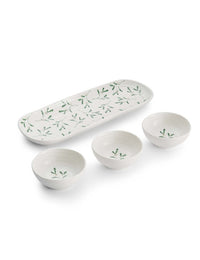 Amor Porcelain Three Bowls and Tray Set