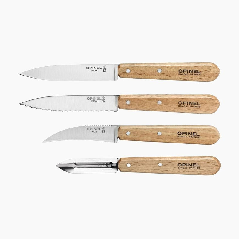 Essential Small Kitchen Knife Set - Beech Wood