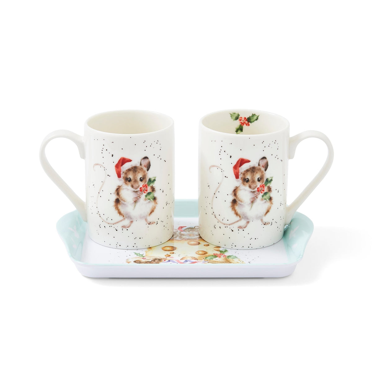 3 Piece Mug & Tray Set (Mouse) - Holly Jolly Christmas Collection