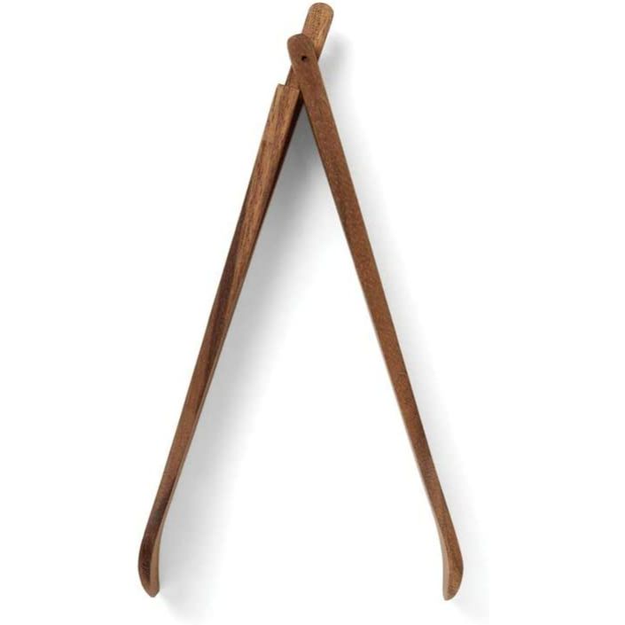 Salad Tongs with Spring in Acacia Wood